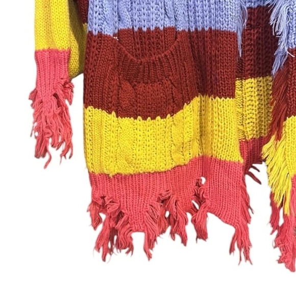 Peach Love California Women's Multi-color Oversized Knit Cardigan Sweater Small - Picture 3 of 11